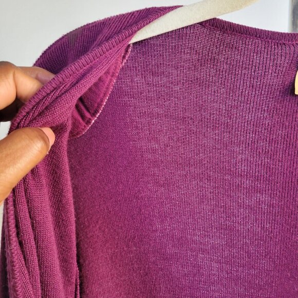 Rosanna Long Open Front Belted Purple Duster/Cardigan (Size: L) - Picture 6 of 14